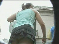 Uh! The beautiful butt cheeks are sexily moving up the jeans skirt in this mind blowing video.
